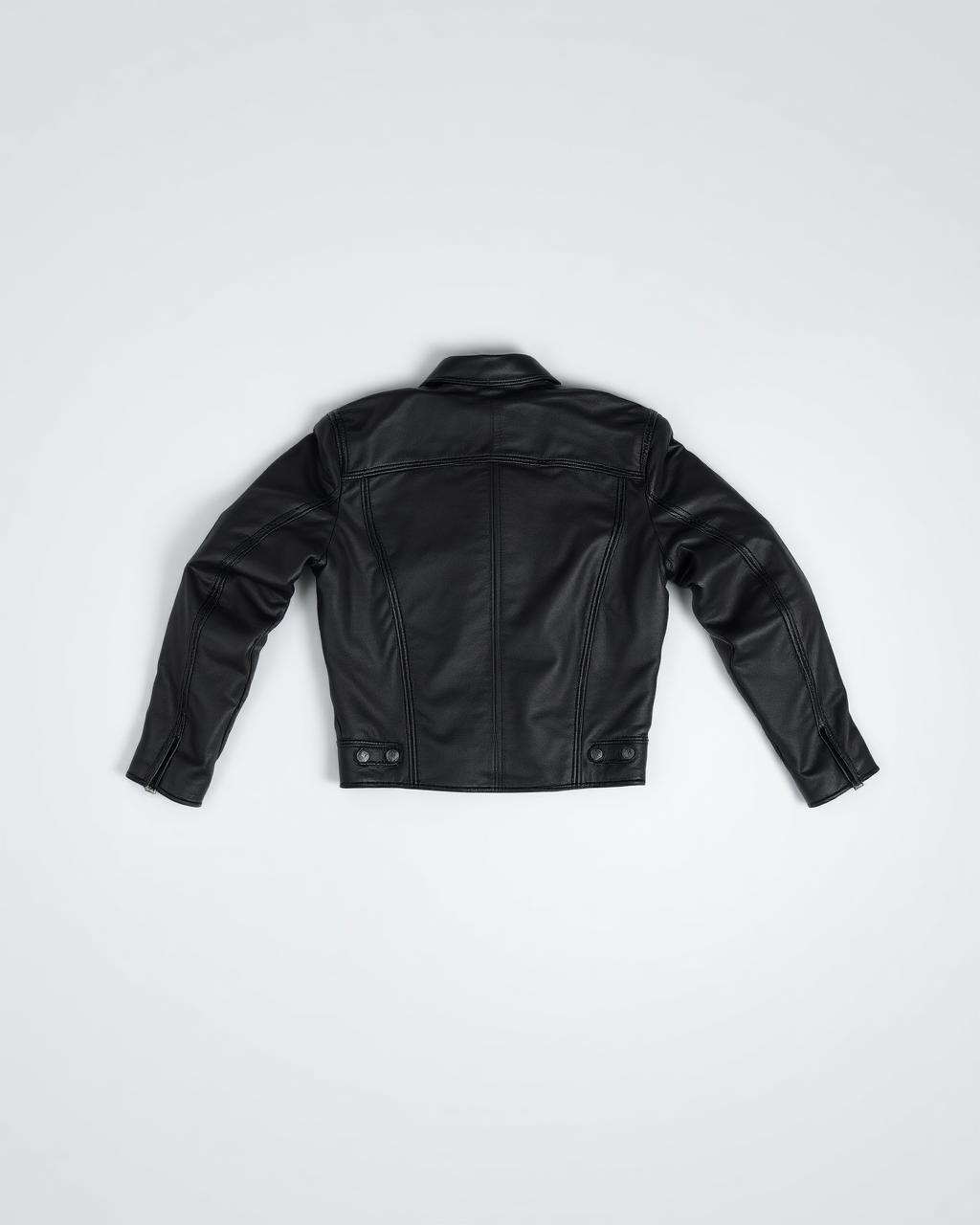 Onyx biker jacket in black lambskin, back view